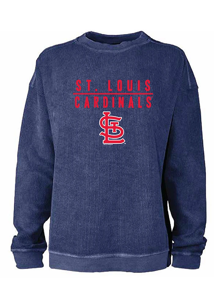 St Louis Cardinals Womens Blue Corded Crew Sweatshirt