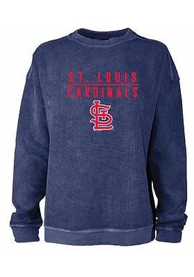 St Louis Cardinals Womens Blue Corded Crew Sweatshirt
