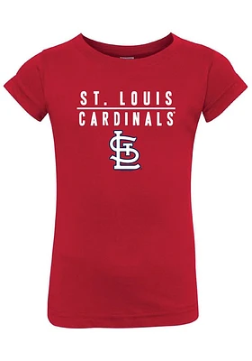 St Louis Cardinals Toddler Girls Red Underlined Wordmark Short Sleeve T-Shirt
