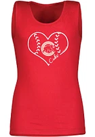 Chicago Cubs Girls Red Stitched Heart Short Sleeve Tank Top