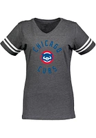 Chicago Cubs Womens Grey Football Short Sleeve T-Shirt