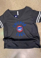 Chicago Cubs Womens Grey Football Short Sleeve T-Shirt