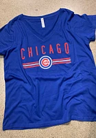 Chicago Cubs Womens Blue Curvy Short Sleeve T-Shirt