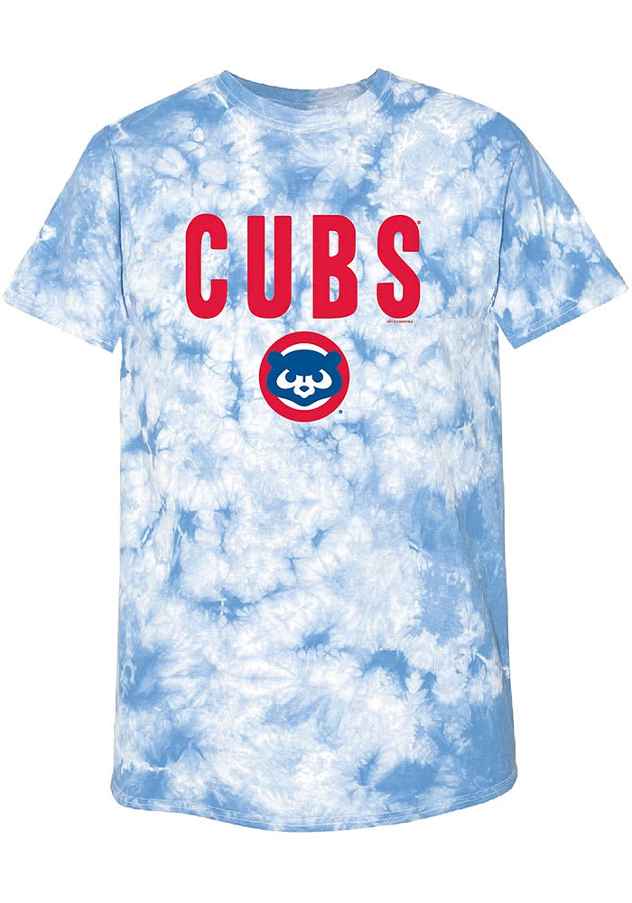 Chicago Cubs Womens Light Blue Tie Dye Short Sleeve T-Shirt