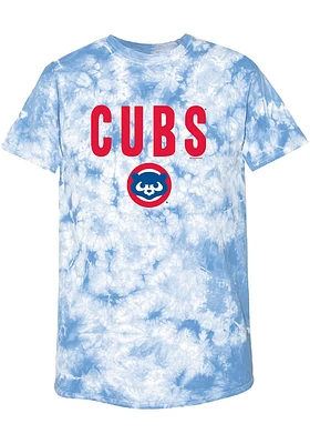 Chicago Cubs Womens Light Blue Tie Dye Short Sleeve T-Shirt