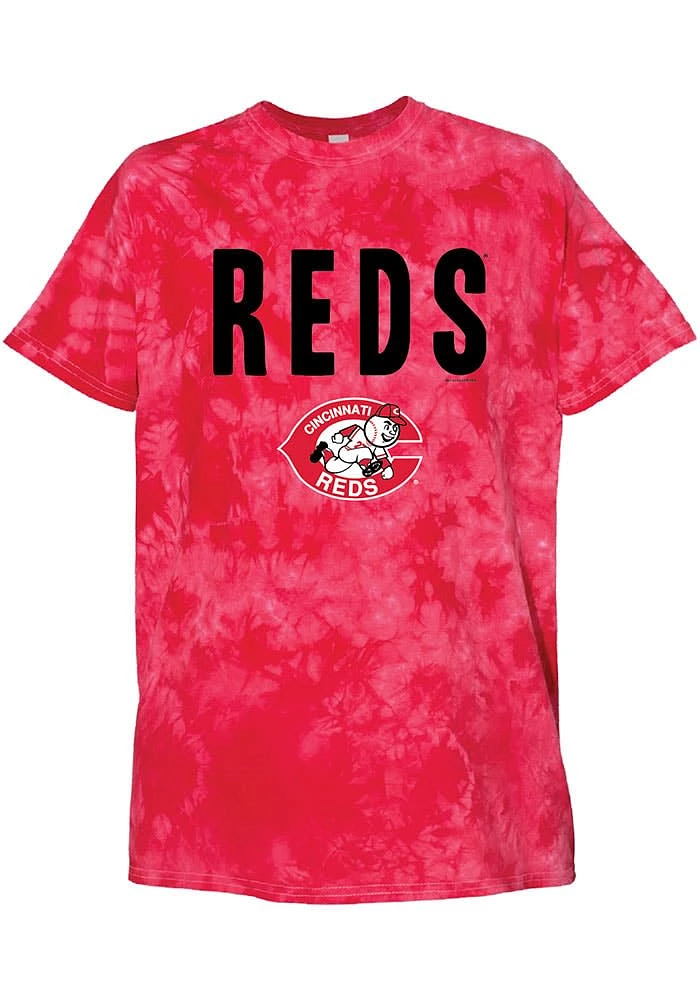 Cincinnati Reds Womens Red Bold Tie Dye Short Sleeve T-Shirt