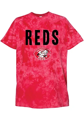 Cincinnati Reds Womens Red Bold Tie Dye Short Sleeve T-Shirt