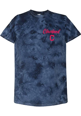 Cleveland Guardians Womens Navy Blue Tie Dye Short Sleeve T-Shirt