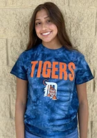 Detroit Tigers Womens Navy Blue Tie Dye Short Sleeve T-Shirt