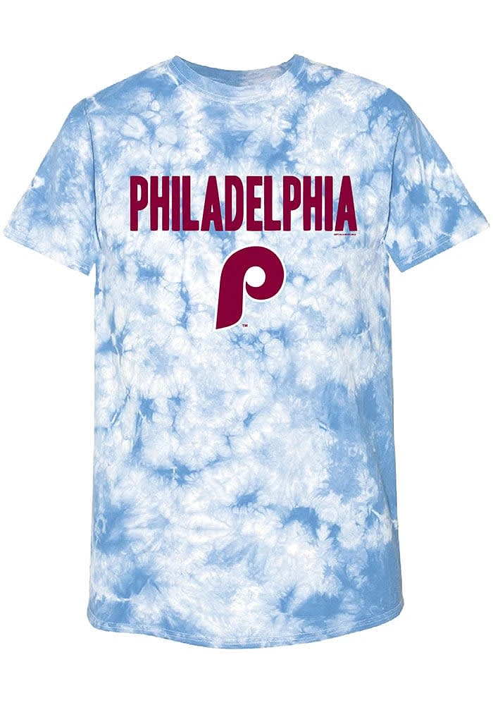 Philadelphia Phillies Womens Light Blue Tie Dye Short Sleeve T-Shirt