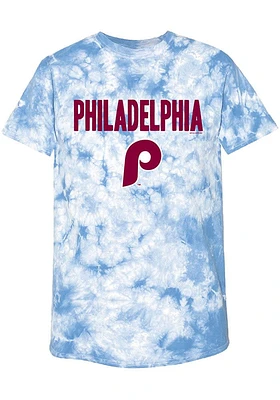 Philadelphia Phillies Womens Light Blue Tie Dye Short Sleeve T-Shirt