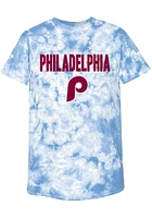 Philadelphia Phillies Womens Light Blue Tie Dye Short Sleeve T-Shirt