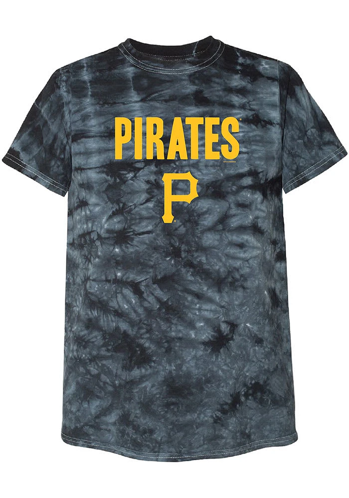 Pittsburgh Pirates Womens Black Tie Dye Design Short Sleeve T-Shirt
