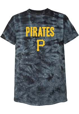 Pittsburgh Pirates Womens Black Tie Dye Design Short Sleeve T-Shirt