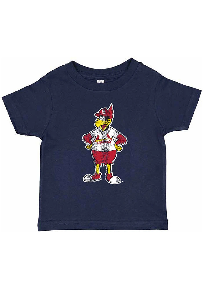 Fredbird Soft As A Grape St Louis Cardinals Toddler Navy Blue Standing Mascot Short Sleeve T-Shir..
