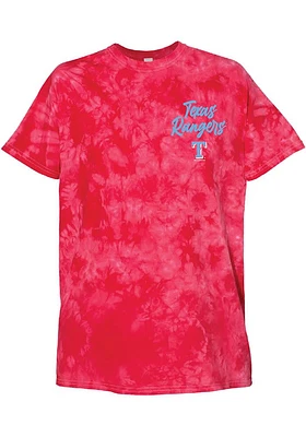 Texas Rangers Womens Red Tie Dye Style Short Sleeve T-Shirt