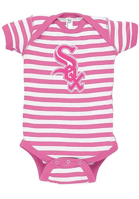 Chicago White Sox Baby Pink Primary Logo Short Sleeve One Piece