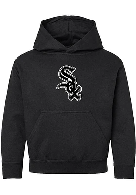 Chicago White Sox Youth Black Primary Logo Design Long Sleeve Hoodie