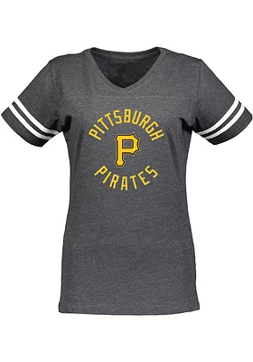 Pittsburgh Pirates Womens Grey Football Short Sleeve T-Shirt