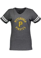Pittsburgh Pirates Womens Grey Football Short Sleeve T-Shirt