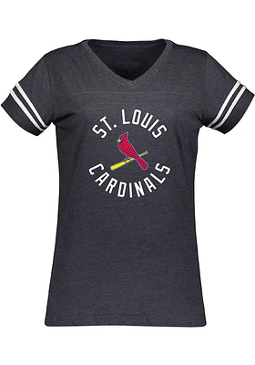St Louis Cardinals Womens Navy Blue Football Short Sleeve T-Shirt