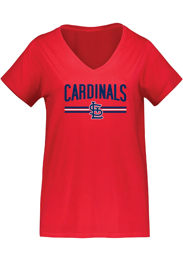 St Louis Cardinals Womens Red Curvy Short Sleeve T-Shirt