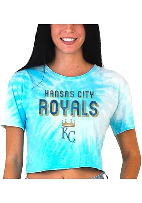 Kansas City Royals Womens Light Blue Dye Swirl Short Sleeve T-Shirt