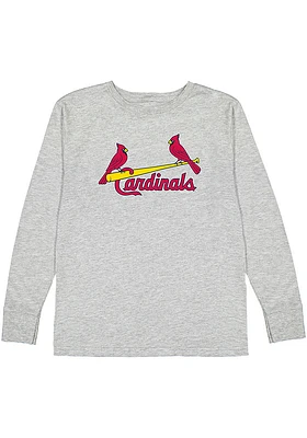 St Louis Cardinals Youth Grey Secondary Logo Long Sleeve T-Shirt