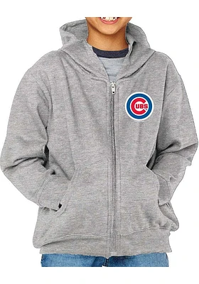 Chicago Cubs Youth Grey Primary Logo Long Sleeve Full Zip Jacket