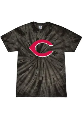 Cincinnati Reds Youth Black Spider Tie Dye Short Sleeve T-Shirt