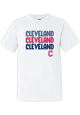 Cleveland Guardians Womens White Repeated Short Sleeve T-Shirt