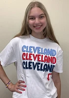 Cleveland Guardians Womens White Repeated Short Sleeve T-Shirt