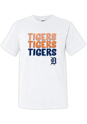 Detroit Tigers Womens White Repeated Short Sleeve T-Shirt