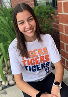 Detroit Tigers Womens White Repeated Short Sleeve T-Shirt