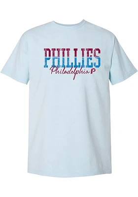 Philadelphia Phillies Womens Light Blue Block Short Sleeve T-Shirt