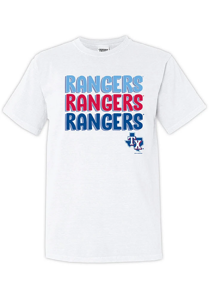 Texas Rangers Womens White Repeated Short Sleeve T-Shirt