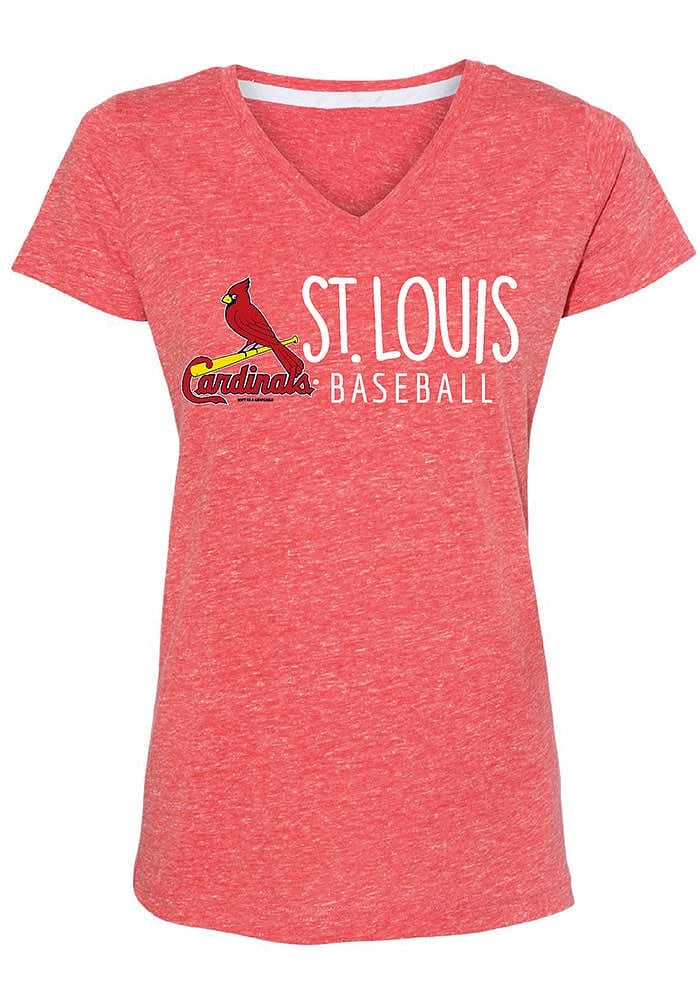 St Louis Cardinals Womens Red Melange Style Short Sleeve T-Shirt