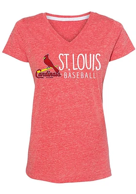 St Louis Cardinals Womens Red Melange Style Short Sleeve T-Shirt