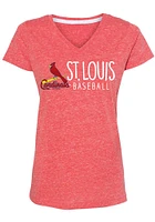 St Louis Cardinals Womens Red Melange Style Short Sleeve T-Shirt