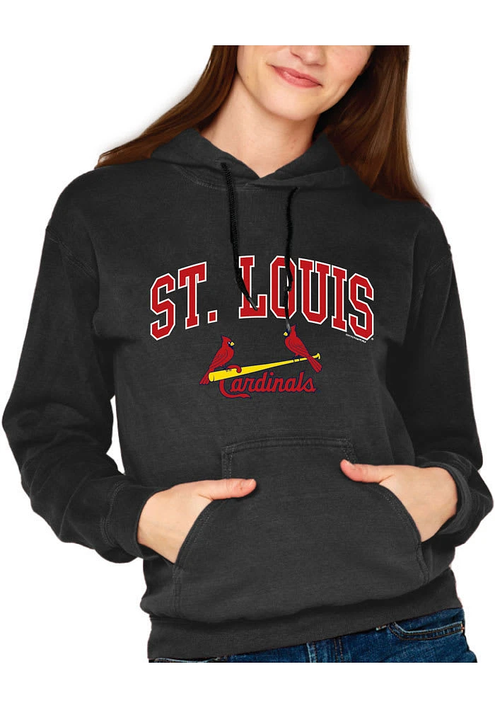 St Louis Cardinals Womens Black Pigment Hooded Sweatshirt