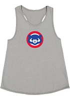 Chicago Cubs Girls Grey Primary Logo Short Sleeve Tank Top