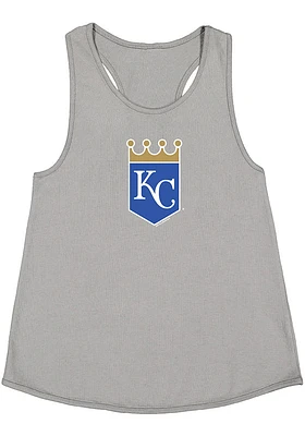 Kansas City Royals Girls Grey Primary Logo Short Sleeve Tank Top