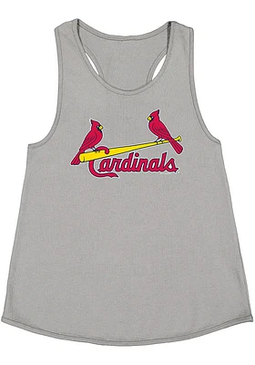 St Louis Cardinals Girls Grey Primary Logo Short Sleeve Tank Top