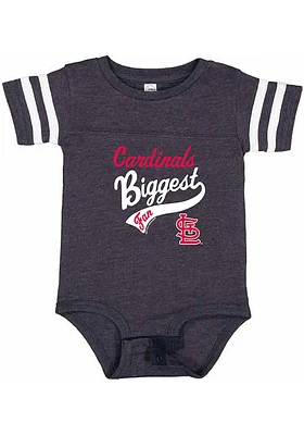 St Louis Cardinals Baby Navy Blue Biggest Fan Short Sleeve One Piece