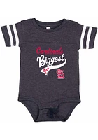 St Louis Cardinals Baby Navy Blue Biggest Fan Short Sleeve One Piece