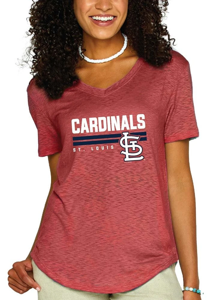 St Louis Cardinals Womens Navy Blue Gauze Short Sleeve T-Shirt