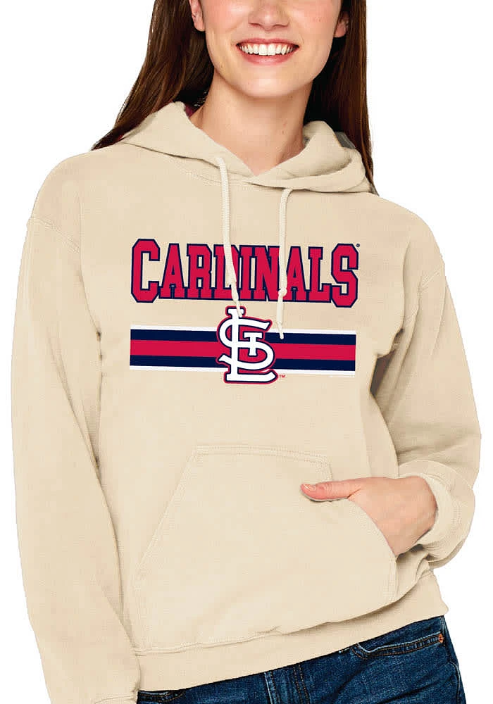 St Louis Cardinals Womens White Logo Lines Hooded Sweatshirt