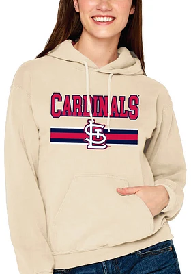 St Louis Cardinals Womens White Logo Lines Hooded Sweatshirt