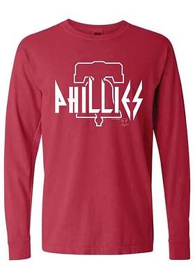 Philadelphia Phillies Womens Crimson Comfort Colors LS Tee