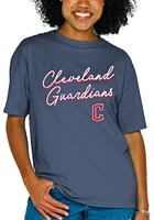 Cleveland Guardians Womens Blue Pigment Short Sleeve T-Shirt